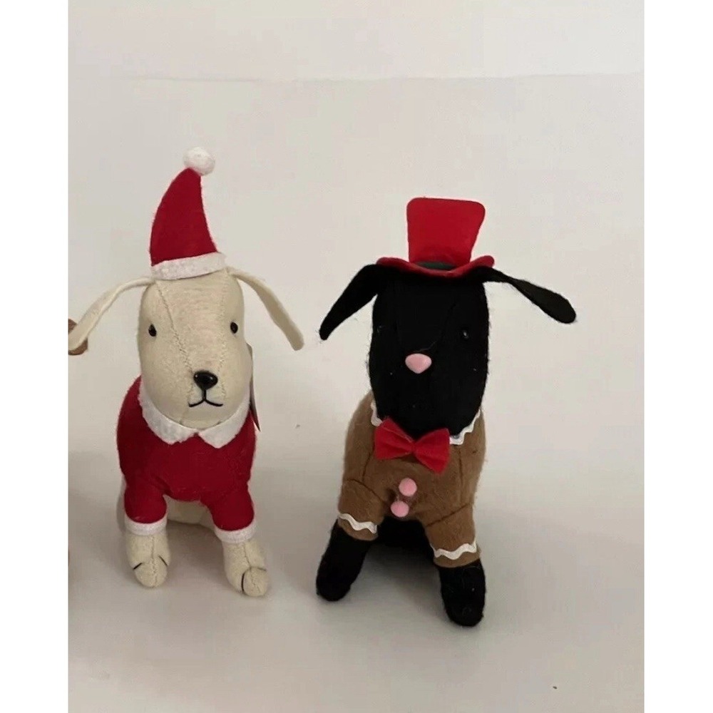 Target Bullseye Playground 6.5" Christmas Plush Fabric Dogs Set of 2 NWT